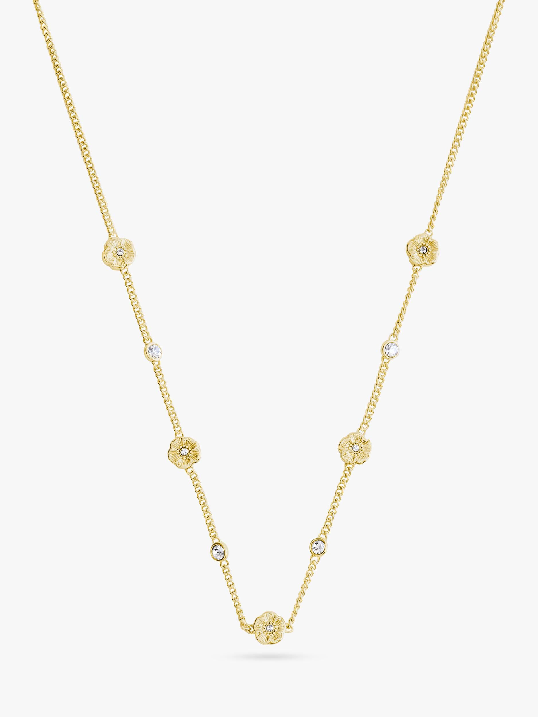 Coach curb chain necklace, gold-toned with crystal stones, imported from the UK