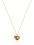 Coach gold toned floral heart necklace brown pendant - British product