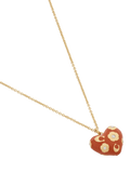 Coach gold toned floral heart necklace brown pendant - British product
