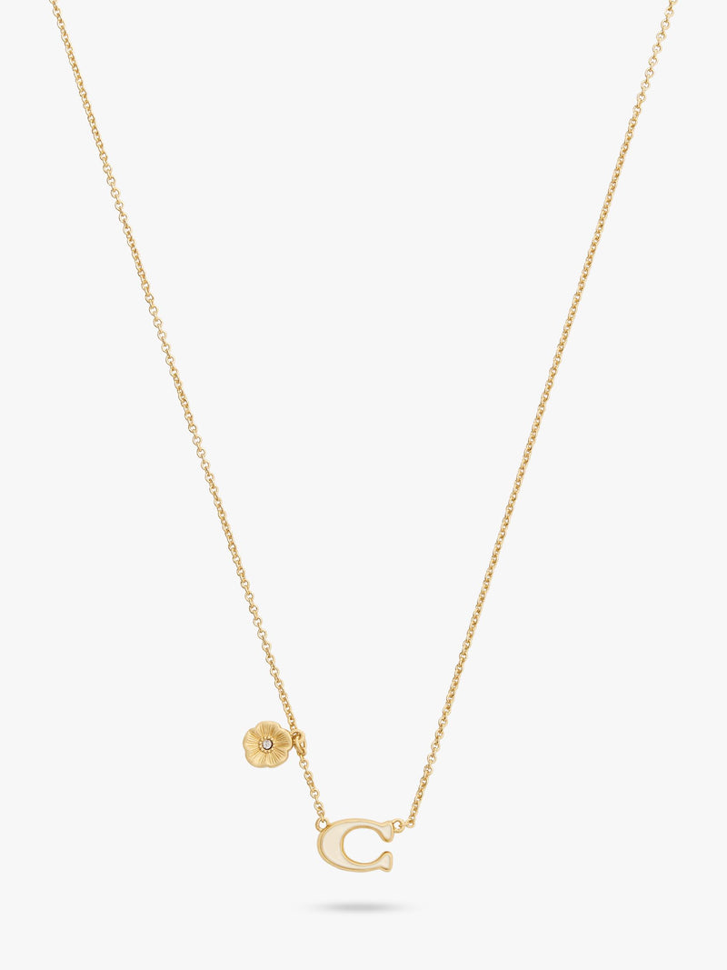 Coach sculpted C chain necklace in chalk and gold tone (British brand)