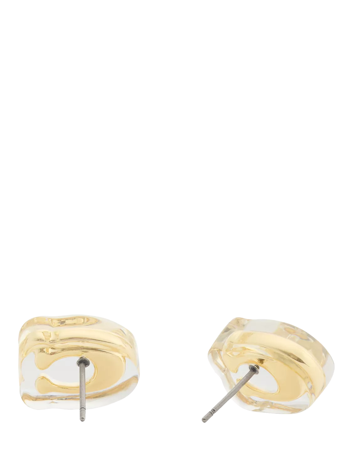 Coach gold stud earrings sculpted C lucite, UK version