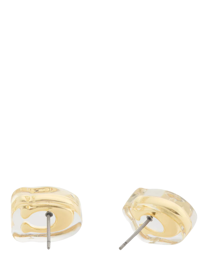 Coach gold stud earrings sculpted C lucite, UK version