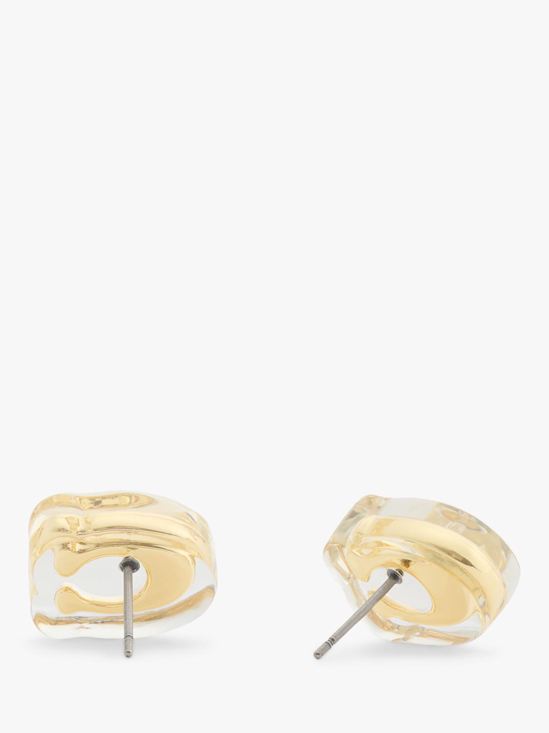 Coach gold stud earrings sculpted C lucite, UK version