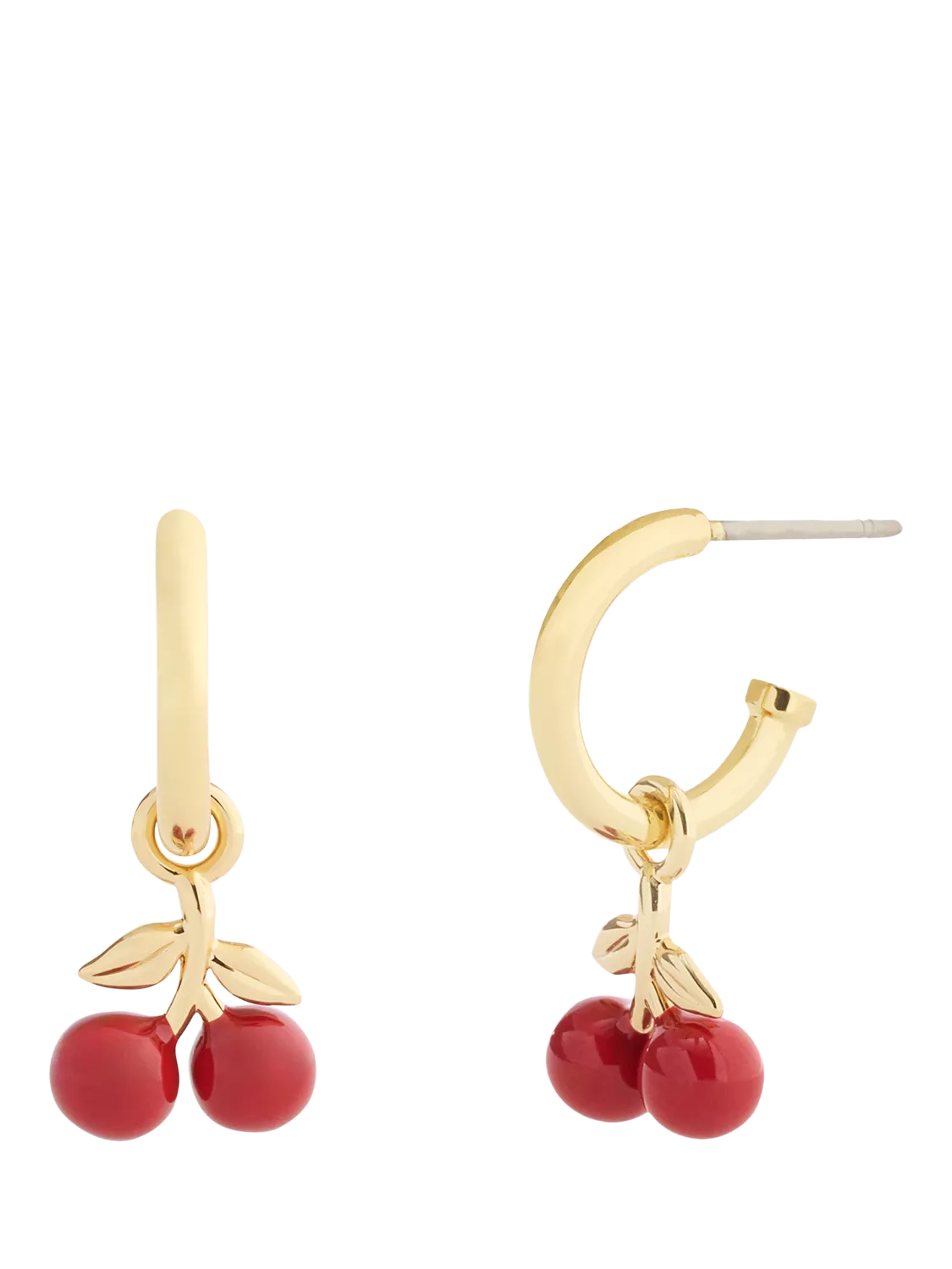 Coach cherry huggie earrings red charm gold toned (British brand)