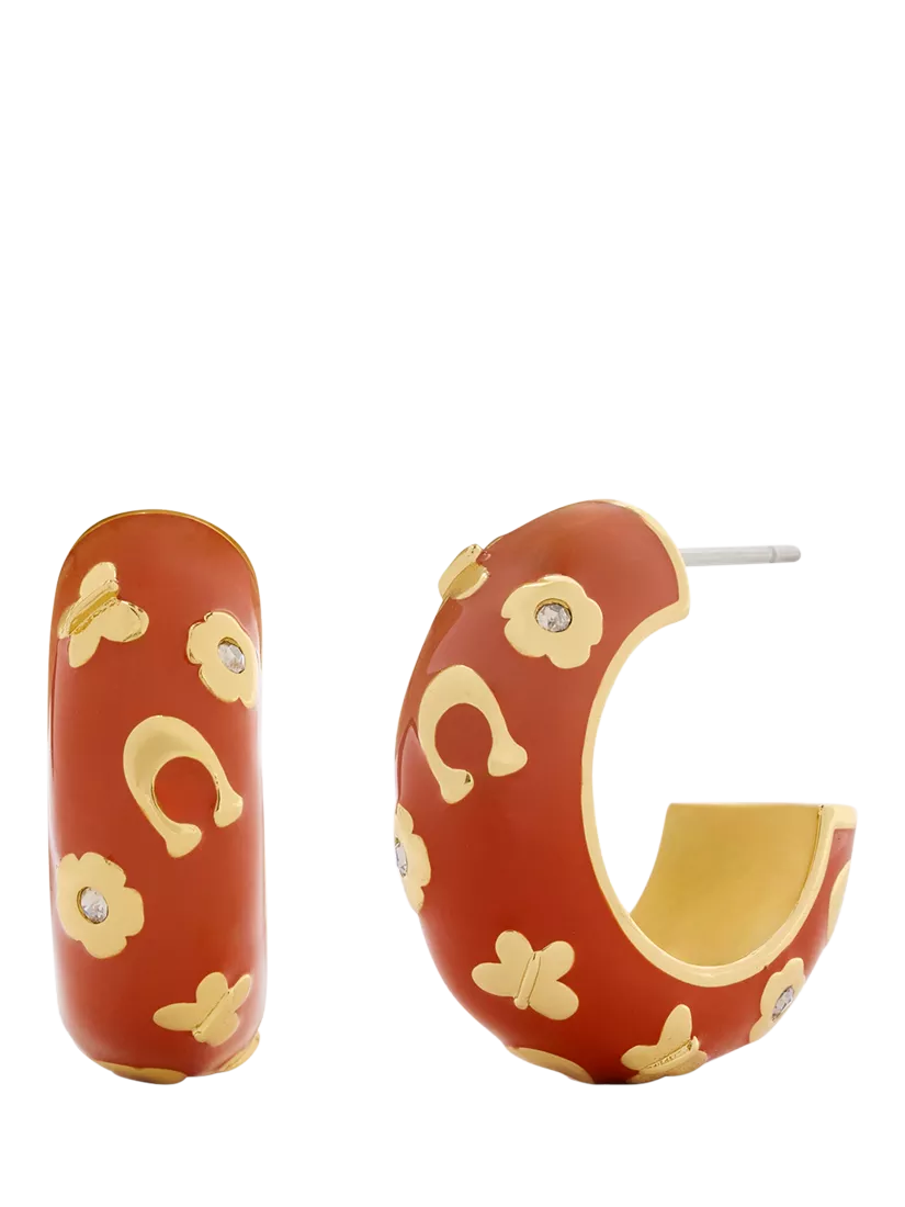 Coach Signature C Open Hoop Earrings brown 20mm, UK version