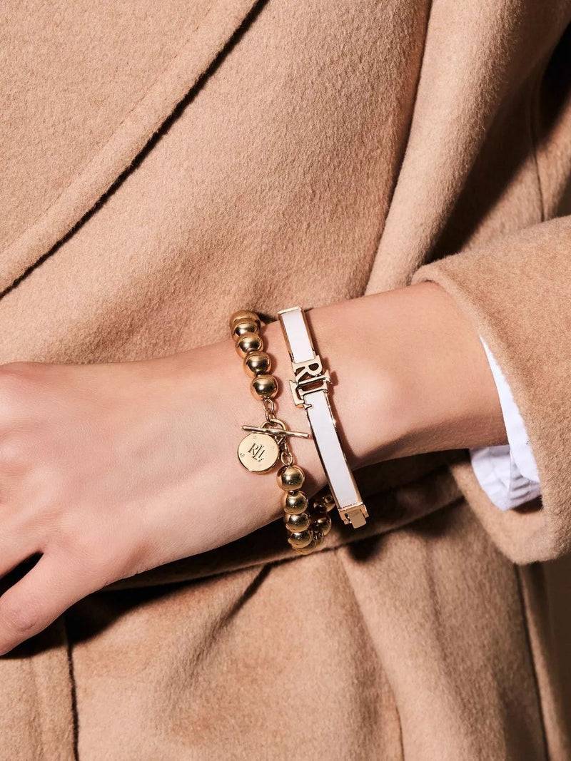 Lauren Ralph Lauren monogram bangle gold/white, UK version