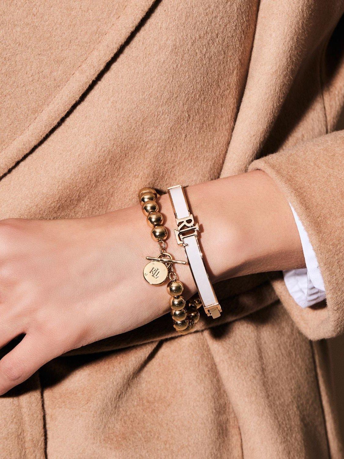 Lauren Ralph Lauren monogram bangle gold/white, UK version