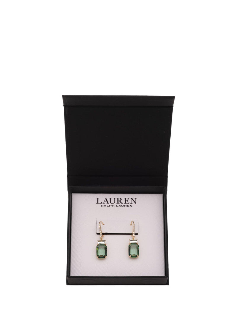 Ralph Lauren drop earrings gold tone green erinite, imported from the UK