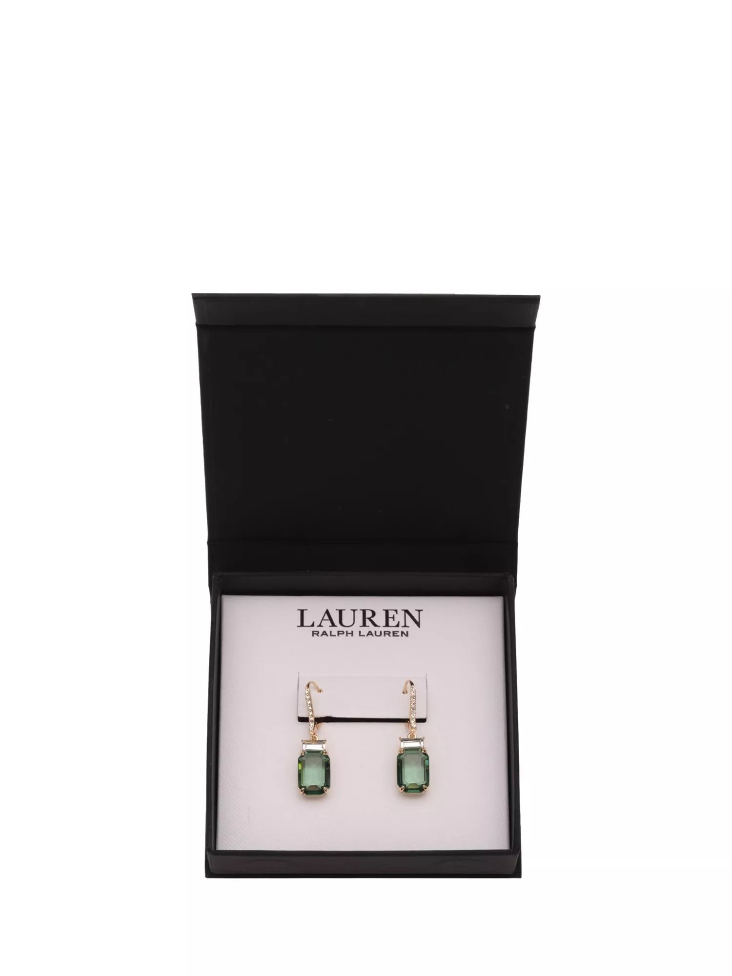Ralph Lauren drop earrings gold tone green erinite, imported from the UK