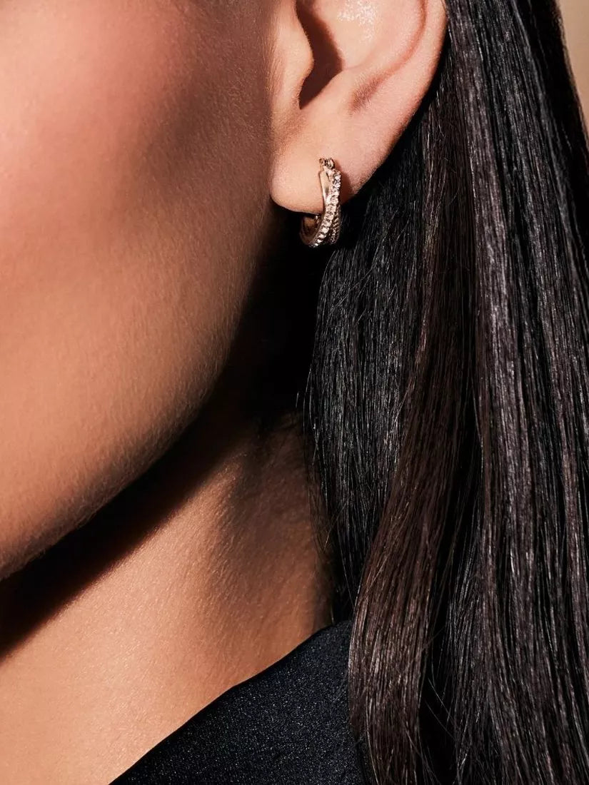 Lauren Ralph Lauren gold and clear pavé hoop earrings - British product
