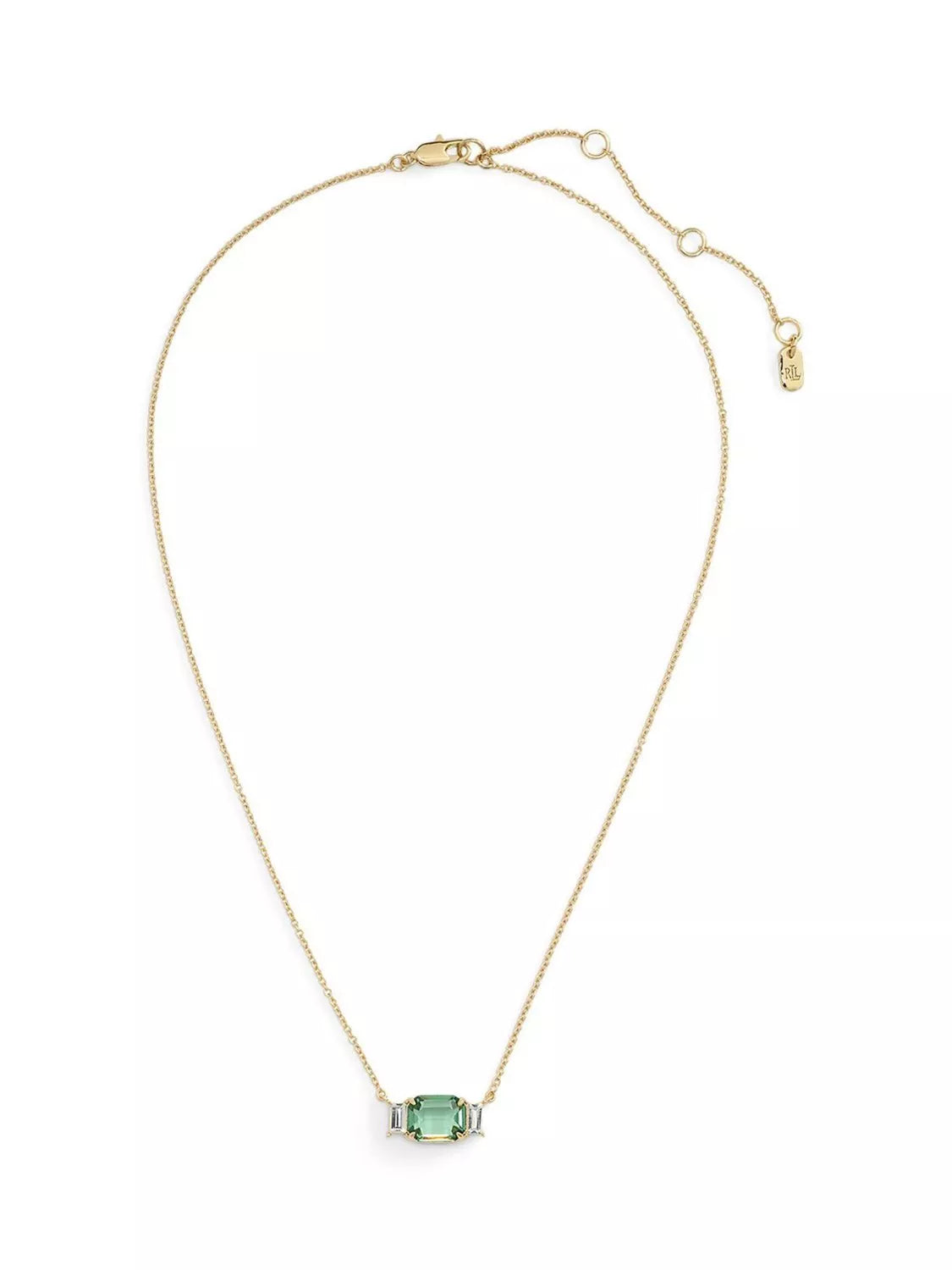 Lauren Ralph Lauren green glass pendant necklace with gold tone (British brand)