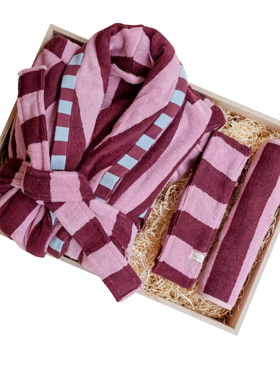 TBCo relaxation gift set burgundy stripe, imported from the UK