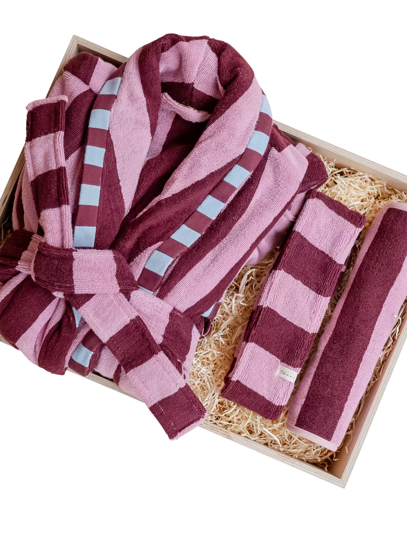 TBCo relaxation gift set burgundy stripe, imported from the UK