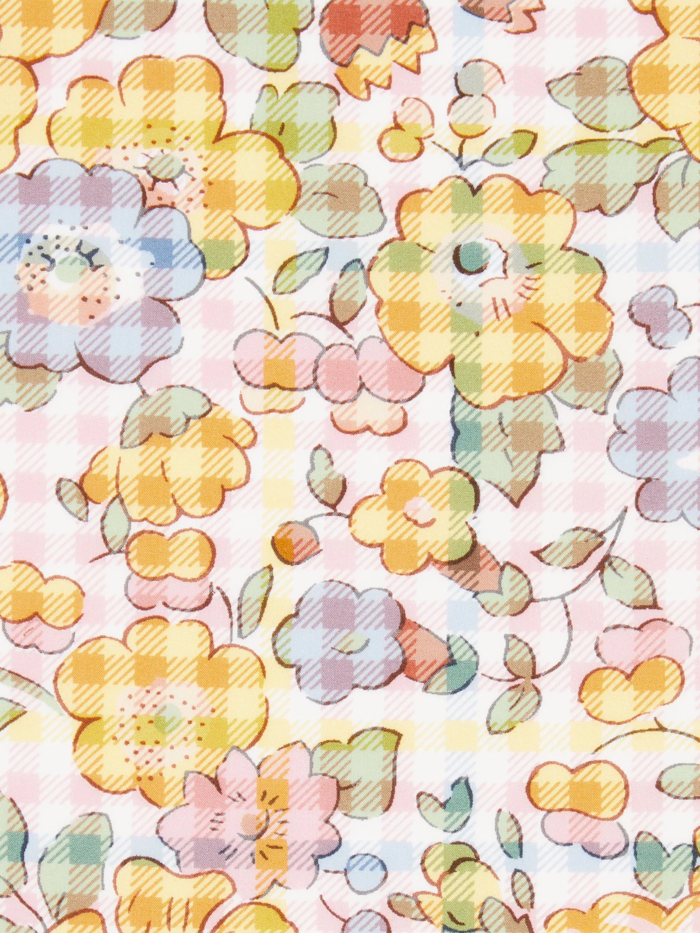 Liberty Tana Lawn Betsy Check fabric yellow, imported from the UK