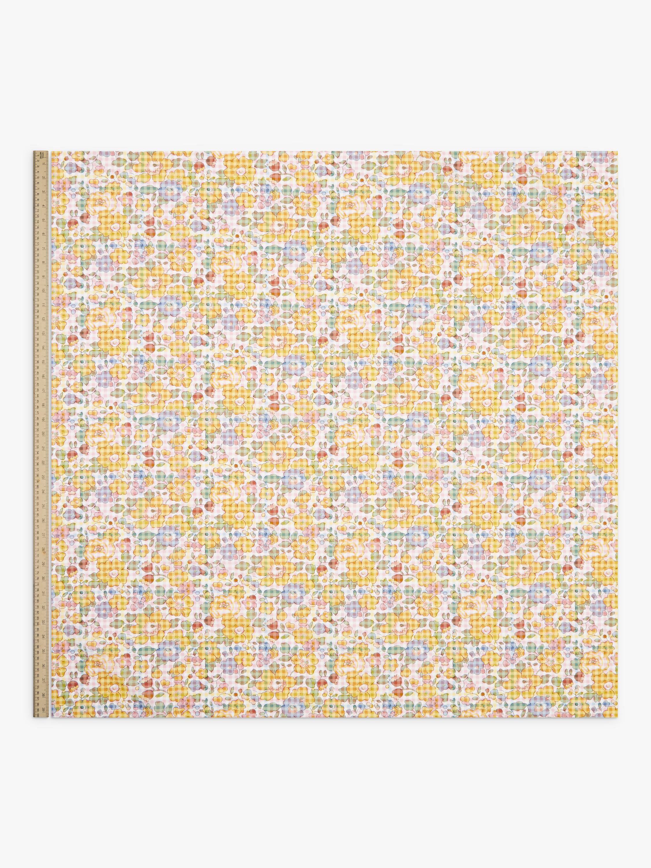 Liberty Tana Lawn Betsy Check fabric yellow, imported from the UK