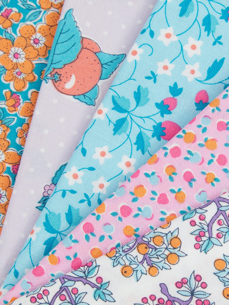 Liberty Fabrics cotton fat quarter quilting fabric Lilac pack of 5 (British brand)