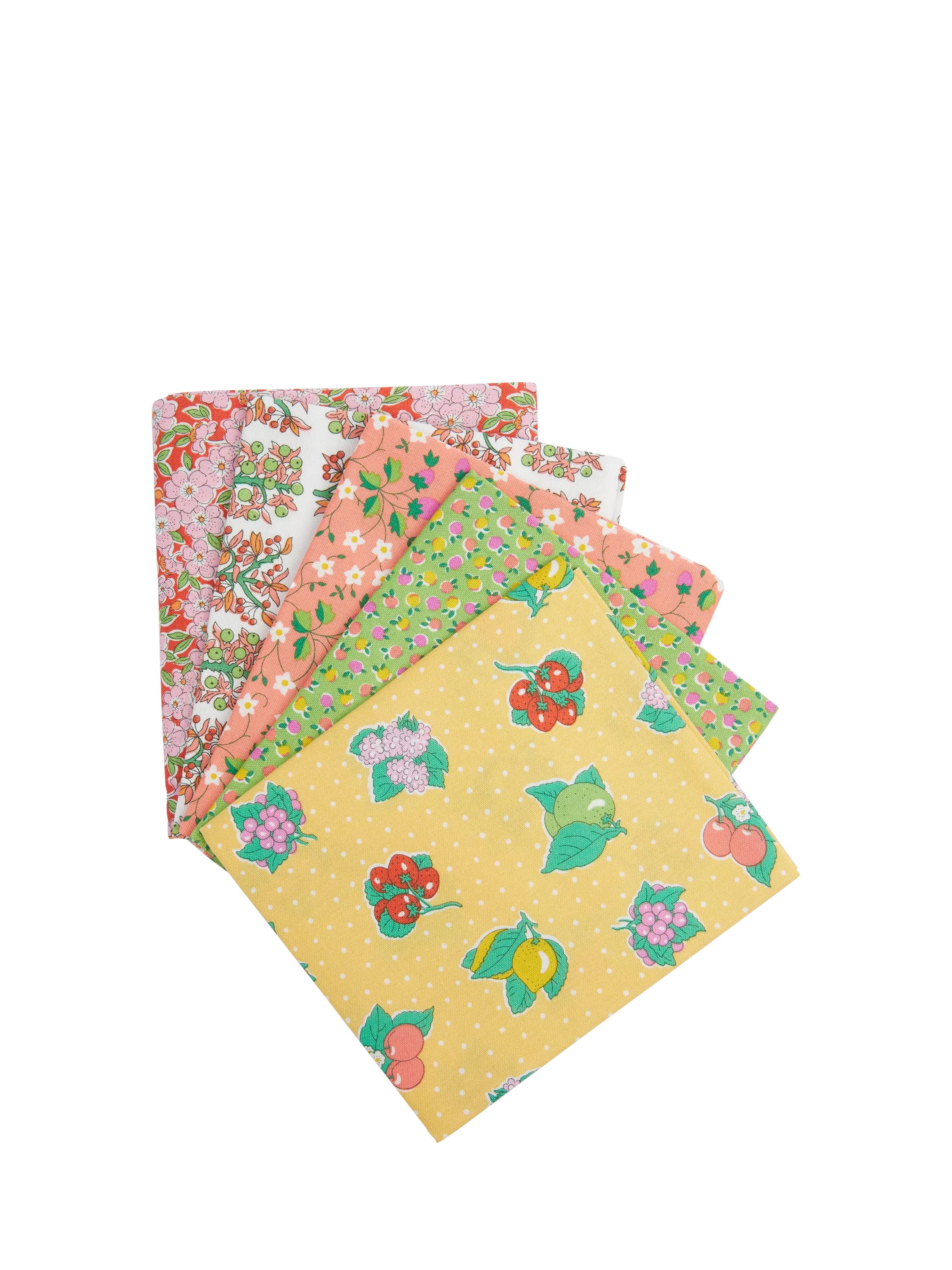 Liberty Fabrics fat quarter pack of 5 yellow Lasenby cotton (British brand)