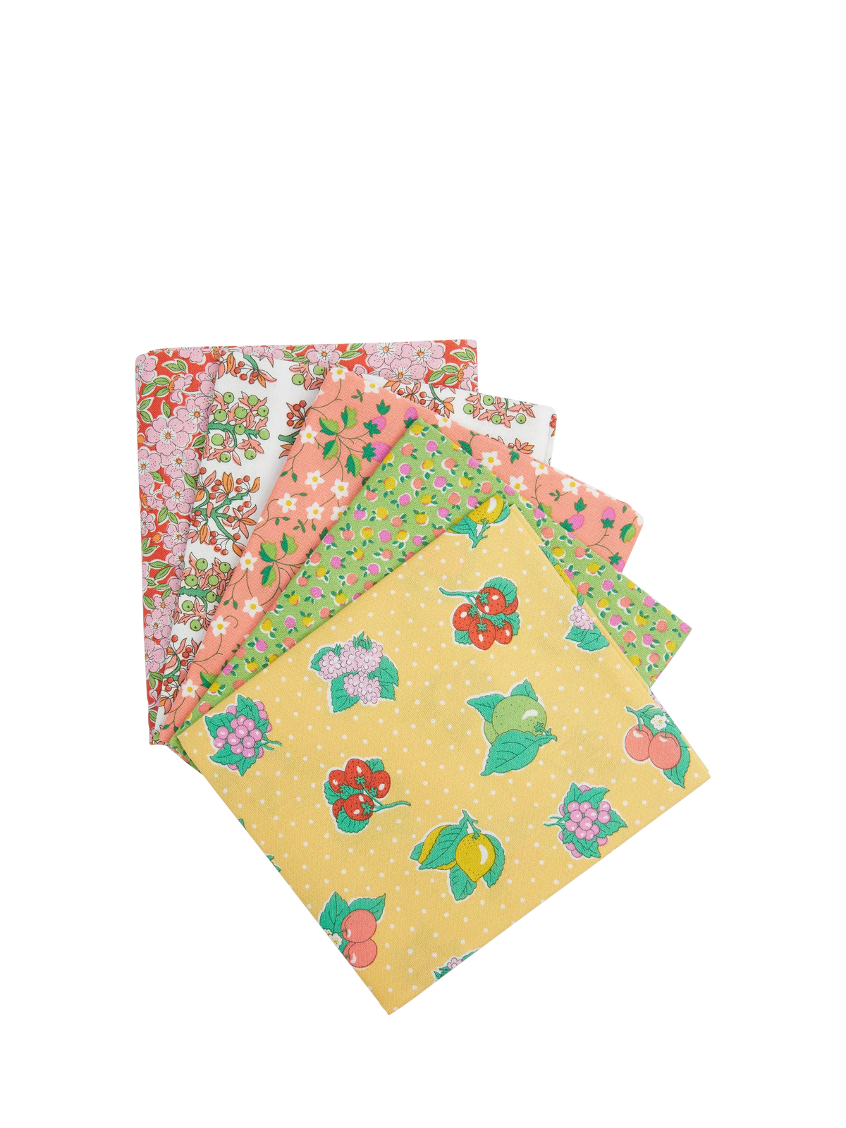 Liberty Fabrics fat quarter pack of 5 yellow Lasenby cotton (British brand)