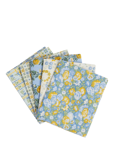 John Lewis Liberty Fabrics Palace Gardens Lasenby Cotton Fat Quarter Quilting Fabric Pack of 5 Blue/Yellow- Buy online at McGrocer