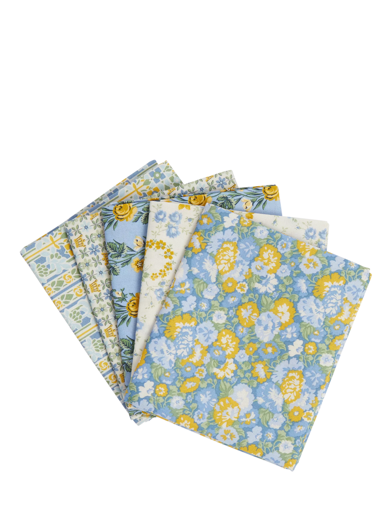 Liberty Palace Gardens fat quarter pack blue yellow, imported from UK