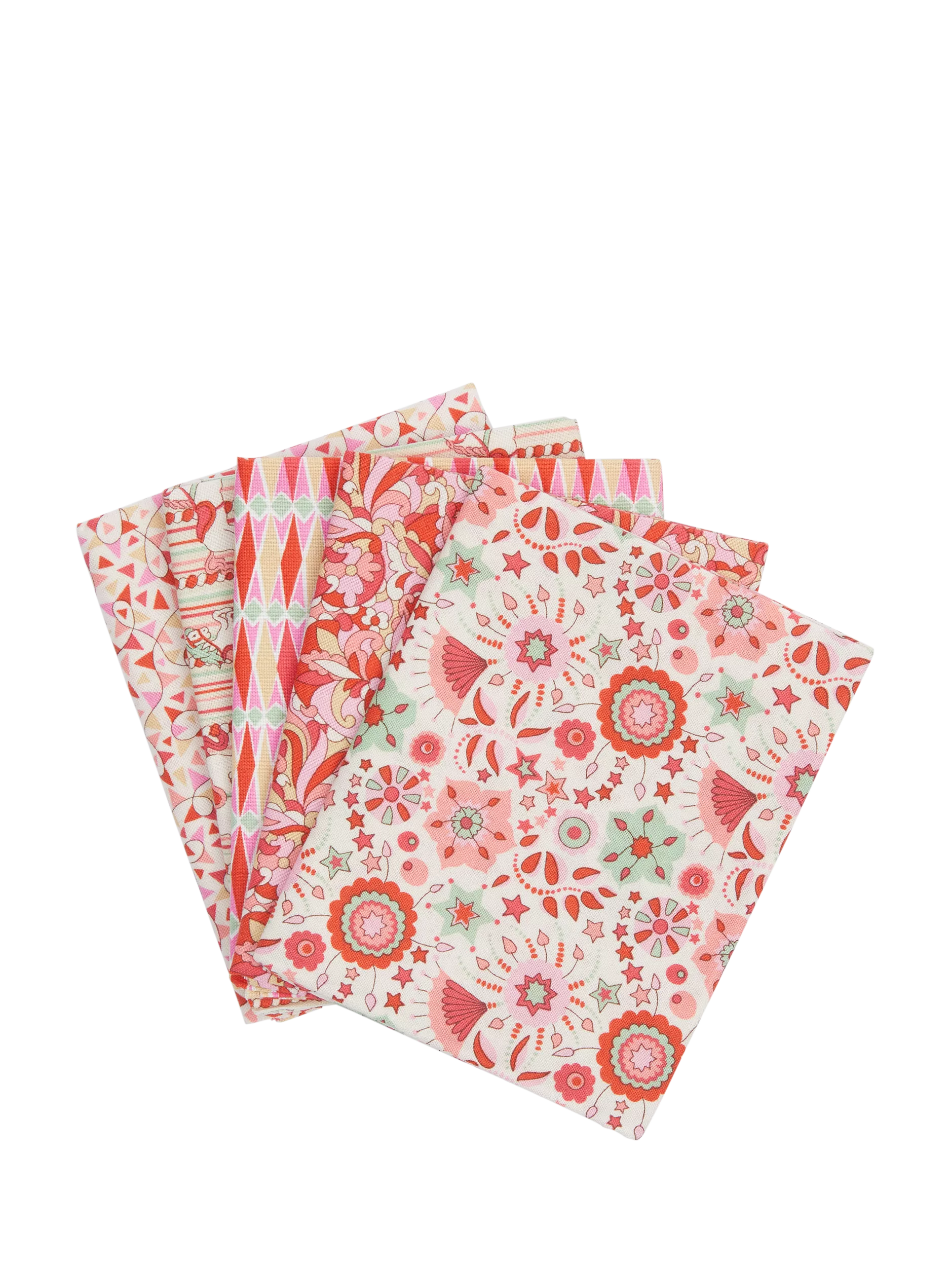 Liberty Fabrics Summer Fair quilting fabric pack of 5 red green (British brand)