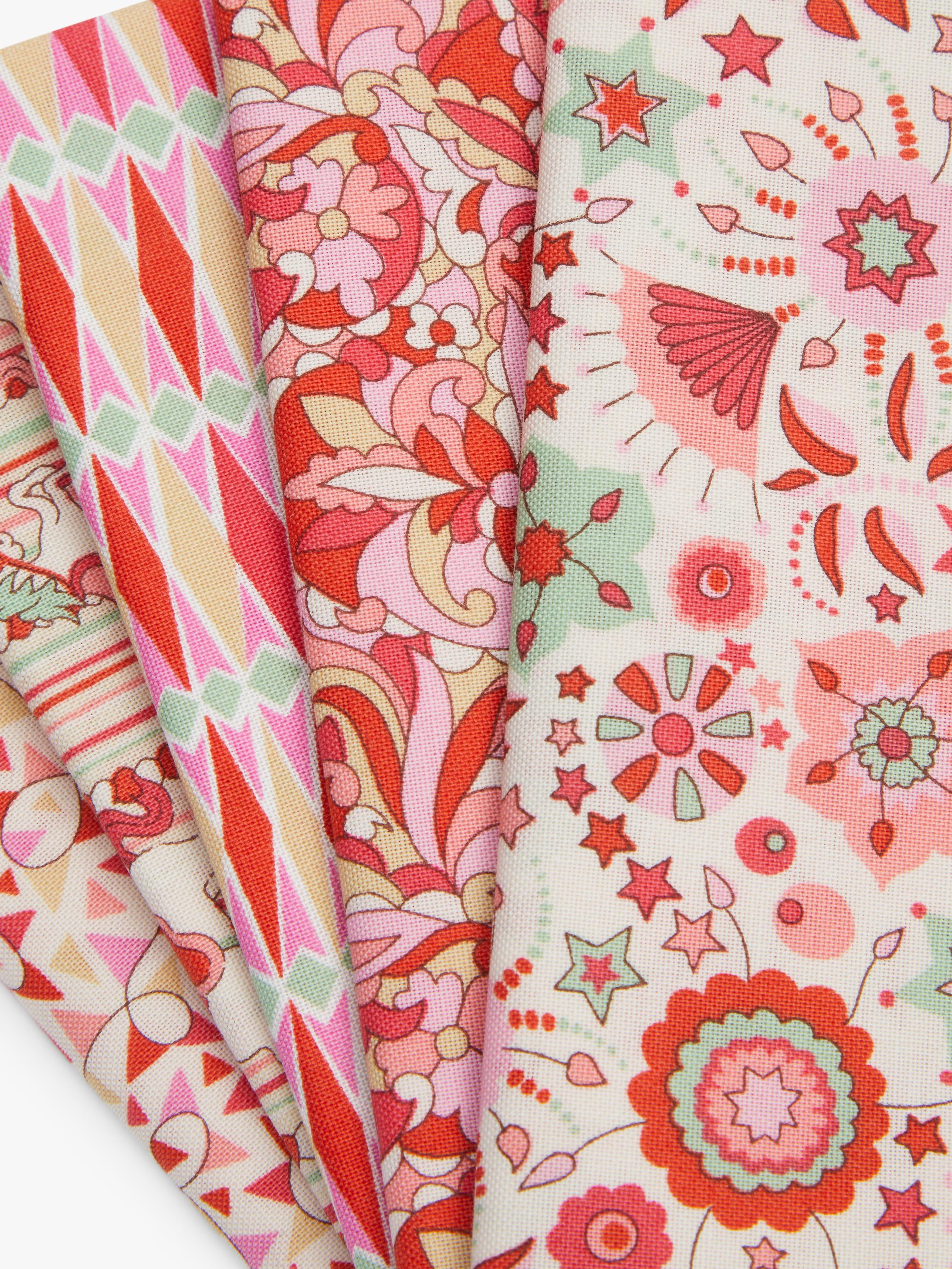 Liberty Fabrics Summer Fair quilting fabric pack of 5 red green (British brand)