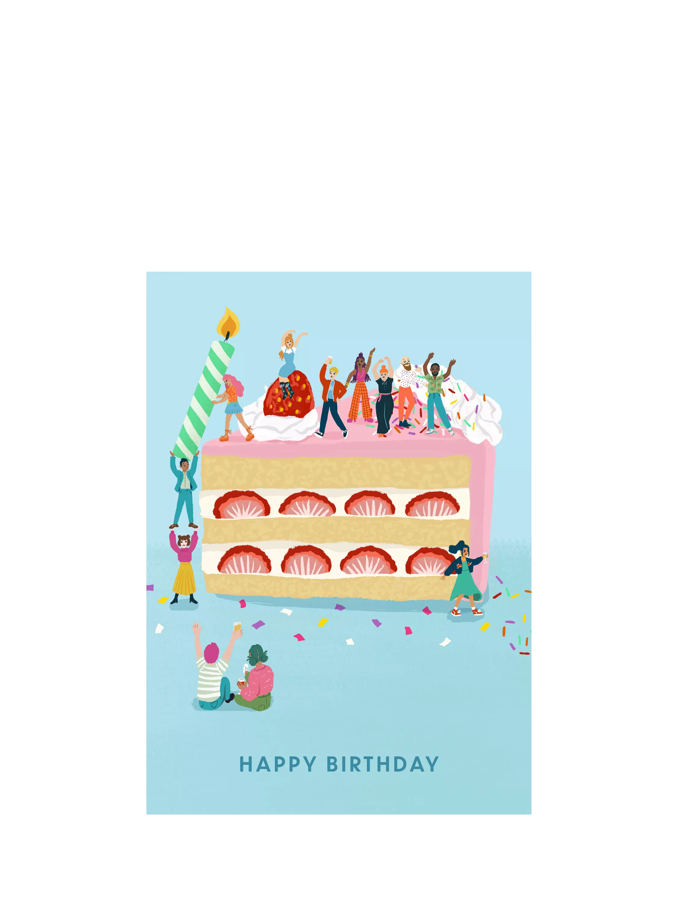 The London Studio strawberry birthday cake card, imported from the UK