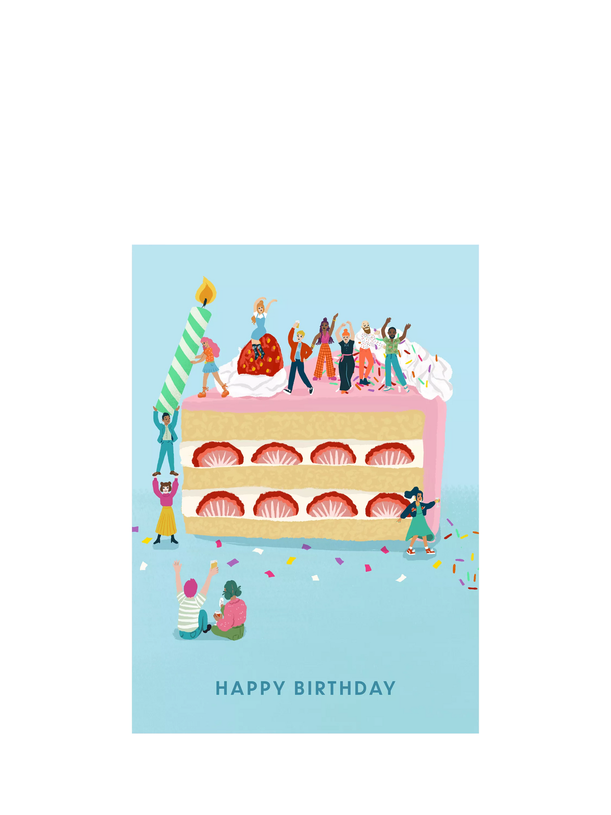 The London Studio strawberry birthday cake card, imported from the UK