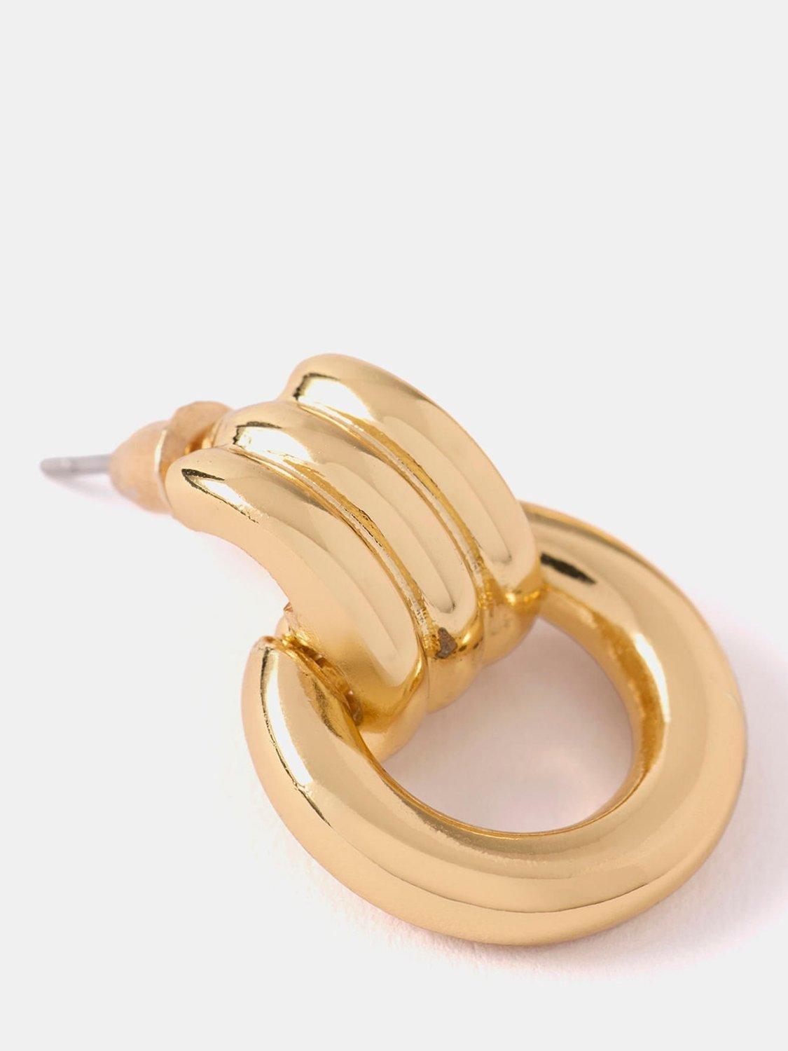 Mint Velvet link hoop earrings gold tone 2cm, imported from the UK