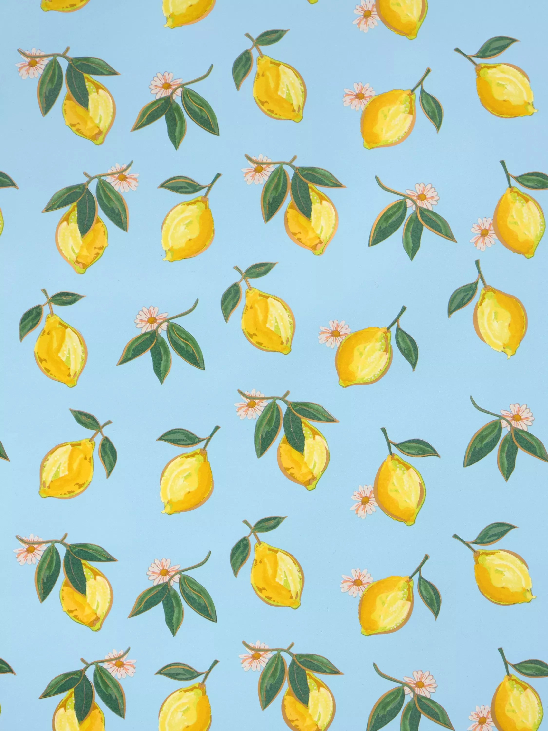 Elizabeth Scarlett Blue Lemons wrapping paper 3m (British brand)