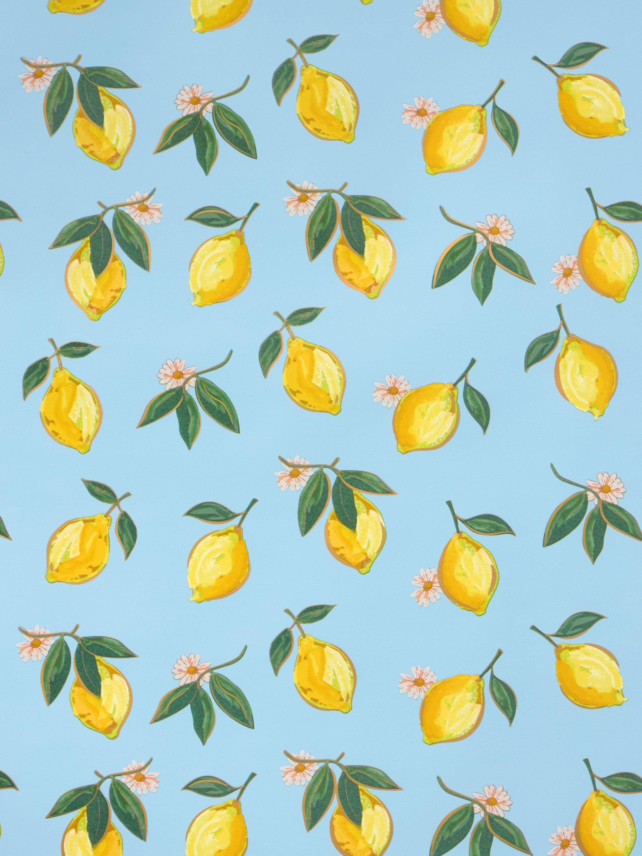 Elizabeth Scarlett Blue Lemons wrapping paper 3m (British brand)