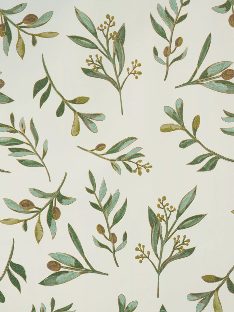 Elizabeth Scarlett olive leaves wrapping paper 3m, UK version