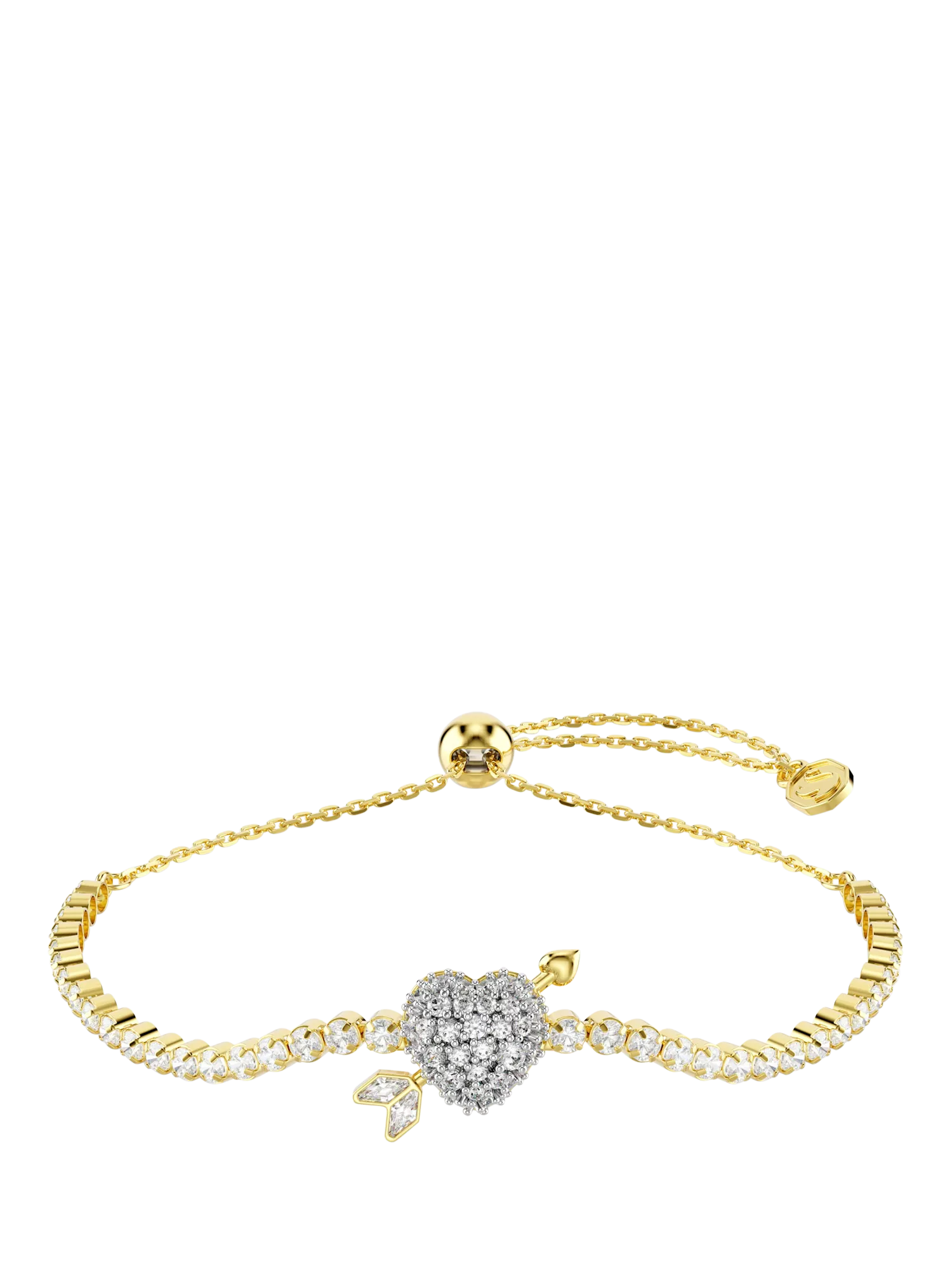 Swarovski gold crystal heart arrow bracelet 24cm, imported from the UK