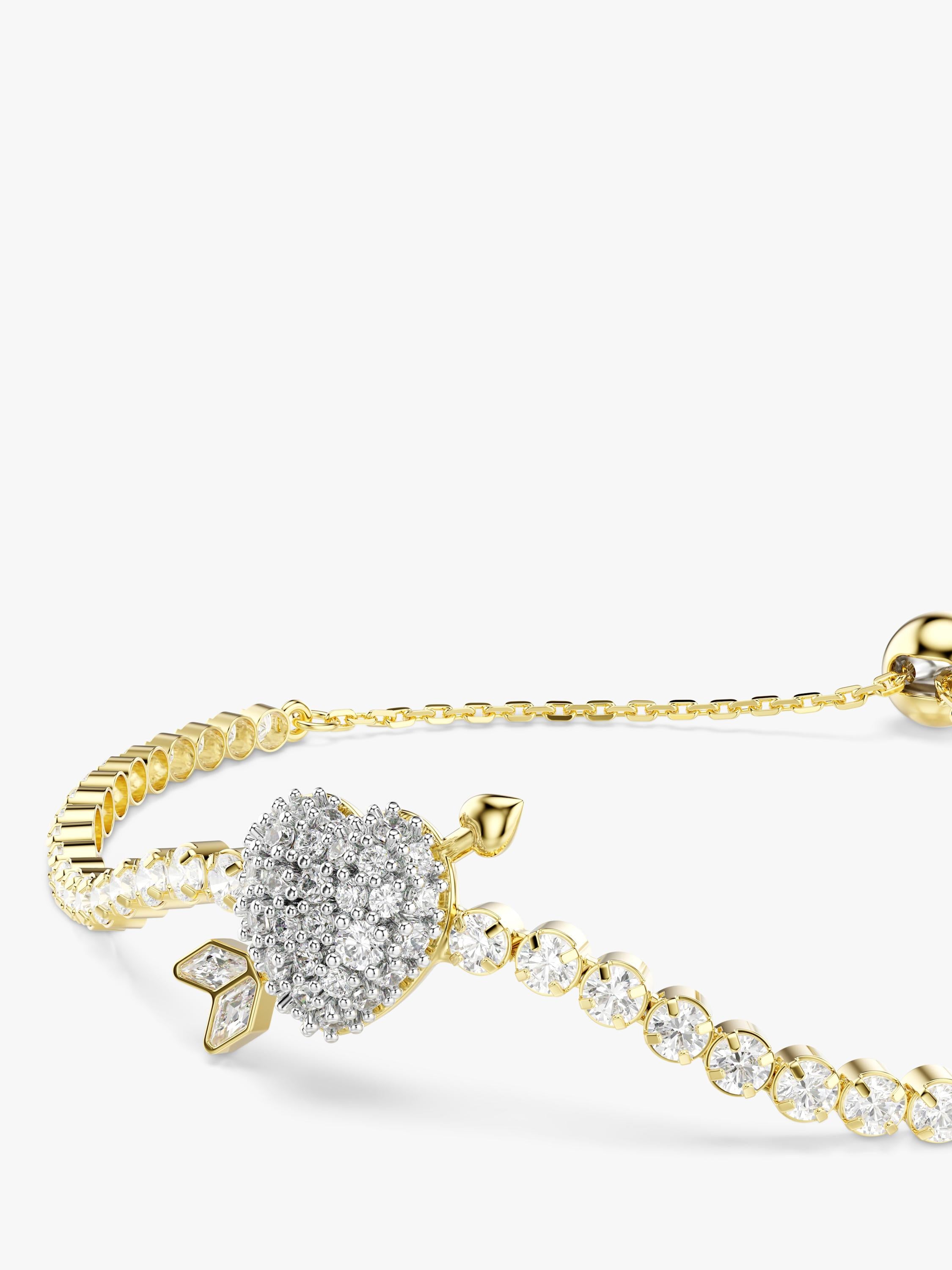 Swarovski gold crystal heart arrow bracelet 24cm, imported from the UK