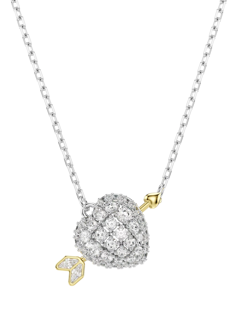 Swarovski crystal heart and arrow pendant necklace, imported from the UK