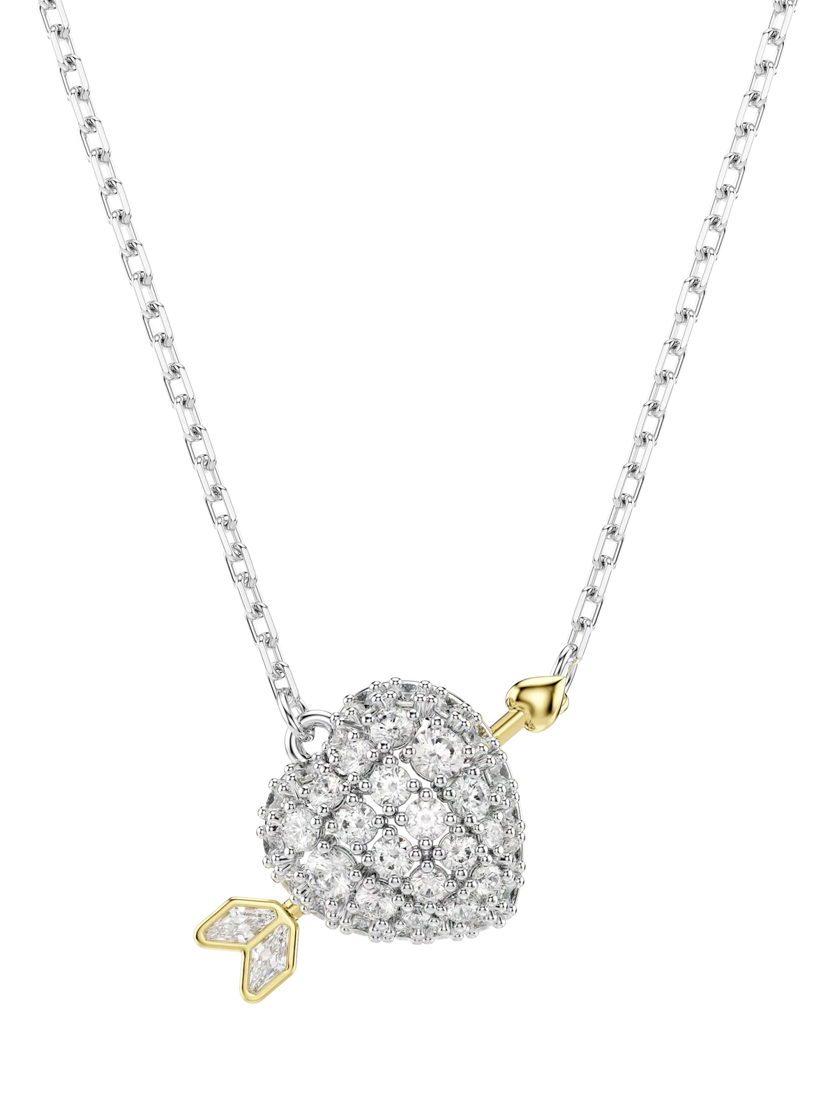 Swarovski crystal heart and arrow pendant necklace, imported from the UK