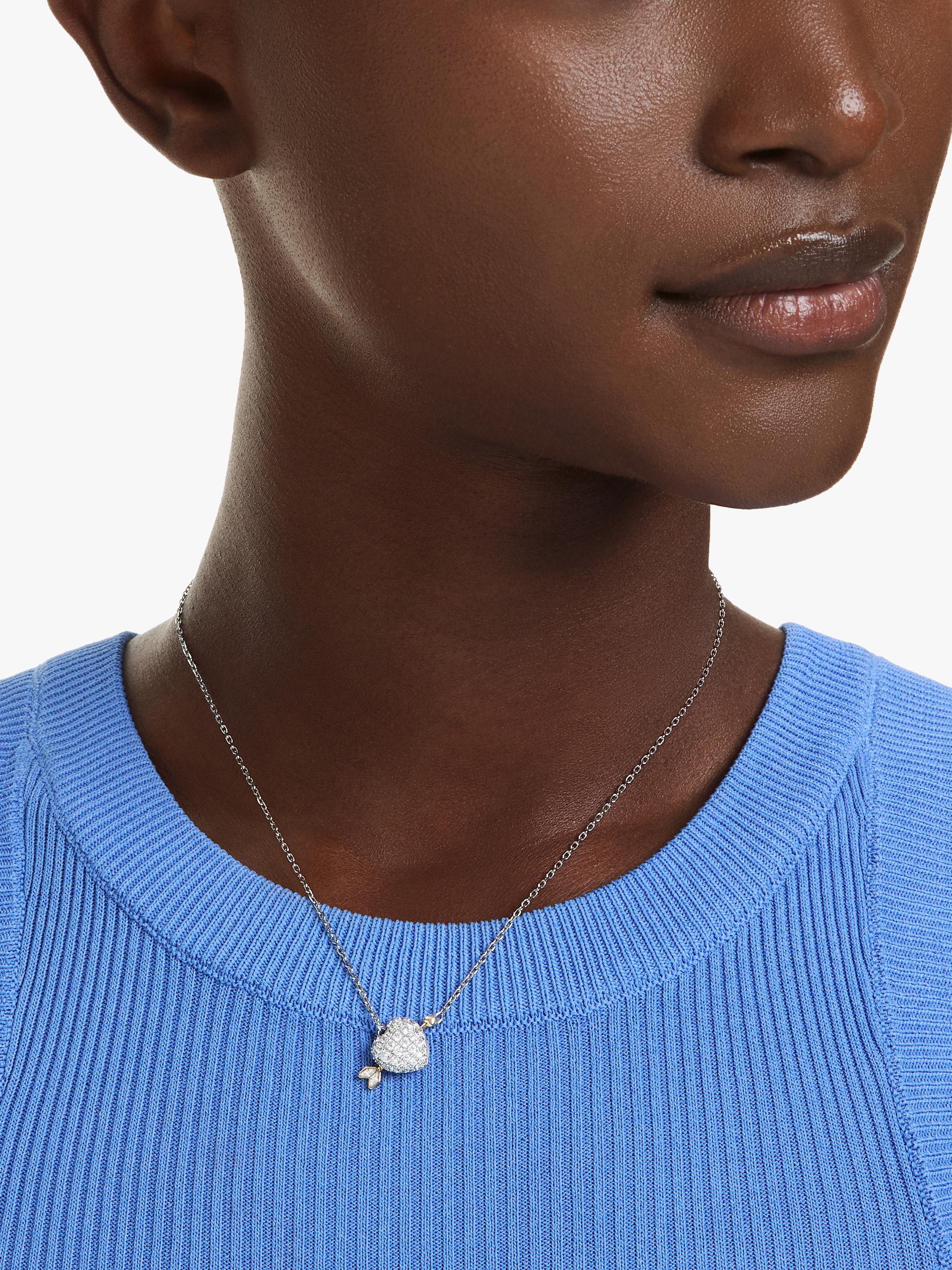 Swarovski crystal heart and arrow pendant necklace, imported from the UK
