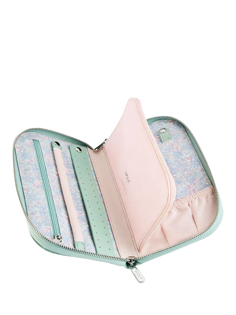 WOLF x Liberty Julia travel jewellery portfolio sage - British product