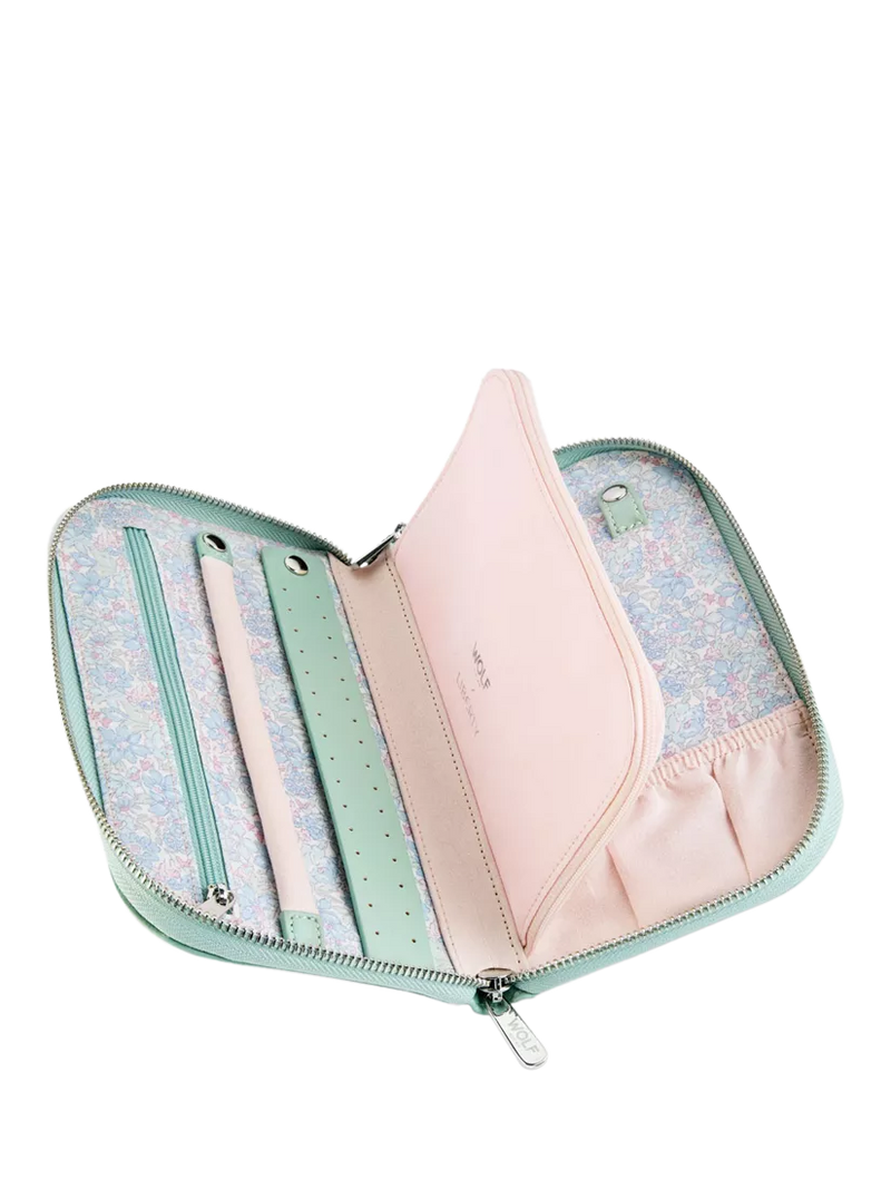 WOLF x Liberty Julia travel jewellery portfolio sage - British product