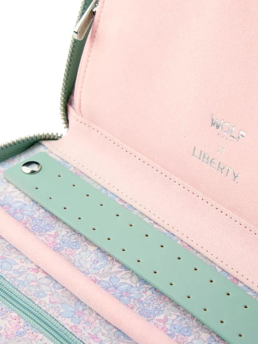 WOLF x Liberty Julia travel jewellery portfolio sage - British product