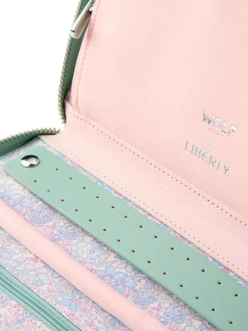 WOLF x Liberty Julia travel jewellery portfolio sage - British product