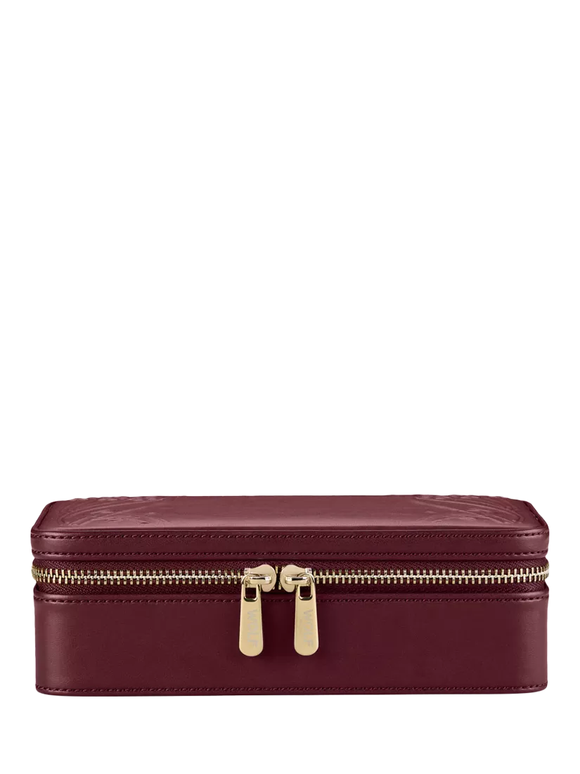 WOLF x Liberty burgundy jewellery zip case (British brand)