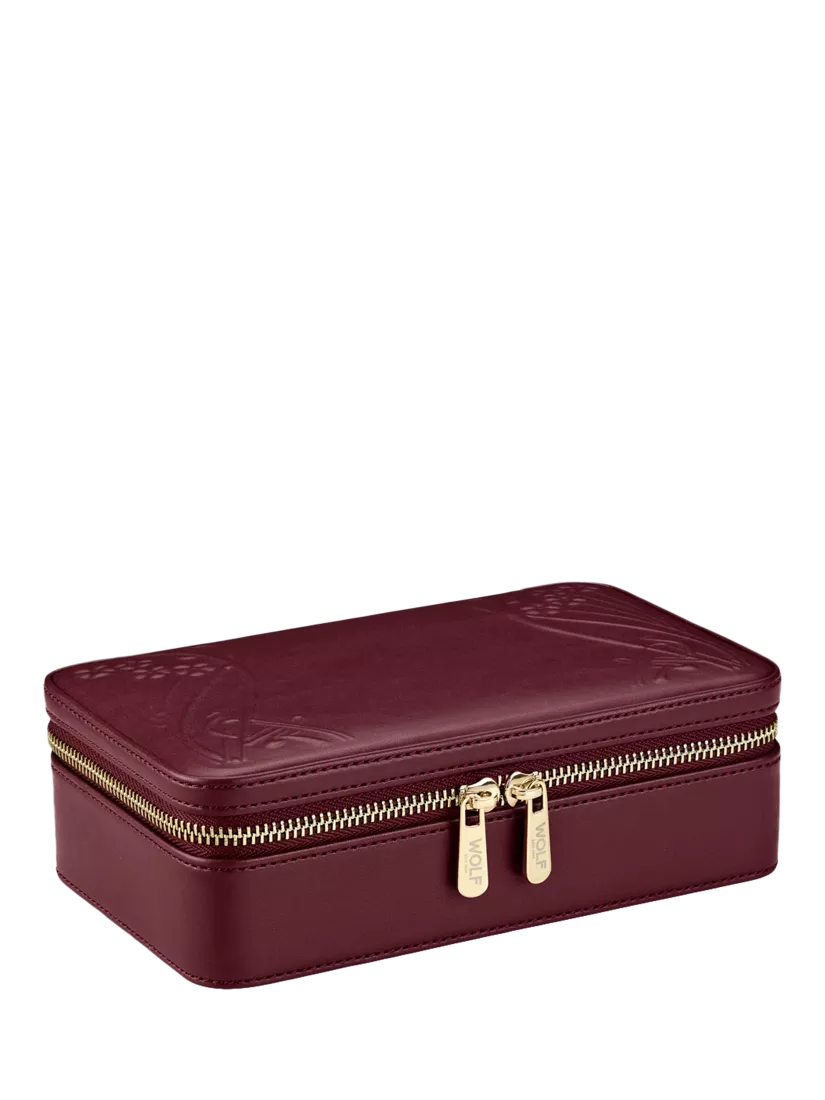 WOLF x Liberty burgundy jewellery zip case (British brand)