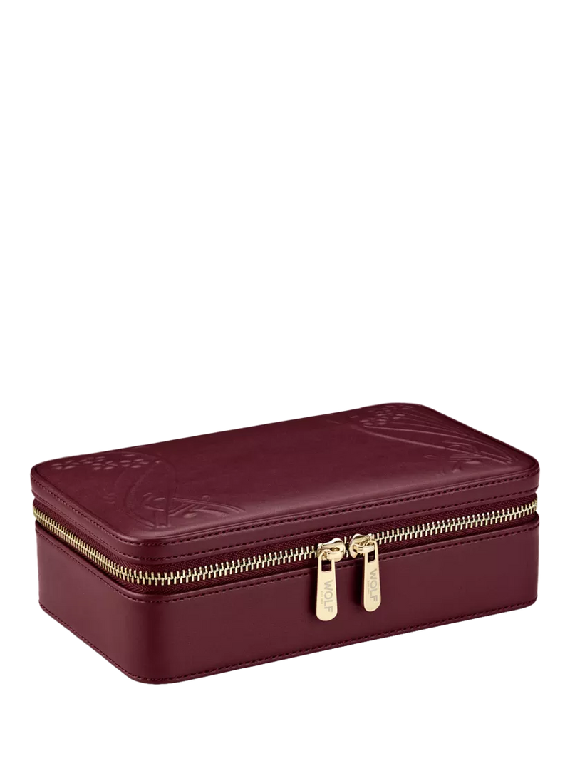 WOLF x Liberty burgundy jewellery zip case (British brand)