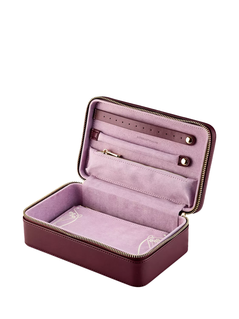 WOLF x Liberty burgundy jewellery zip case (British brand)
