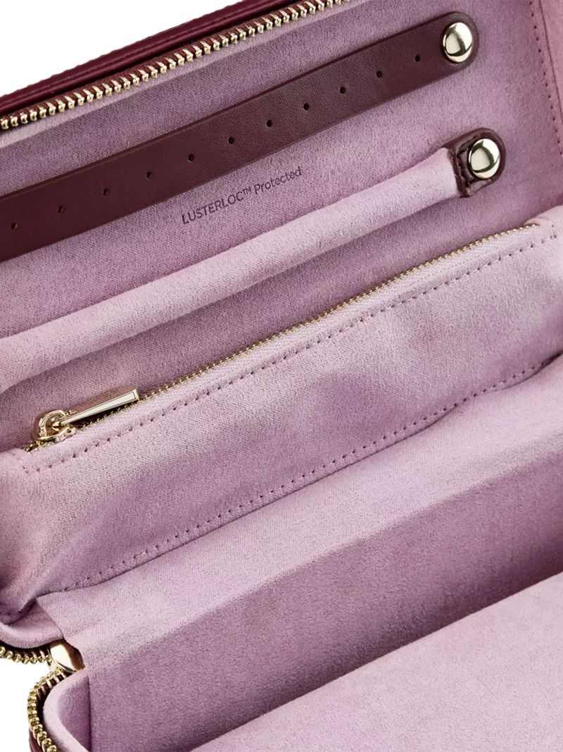 WOLF x Liberty burgundy jewellery zip case (British brand)