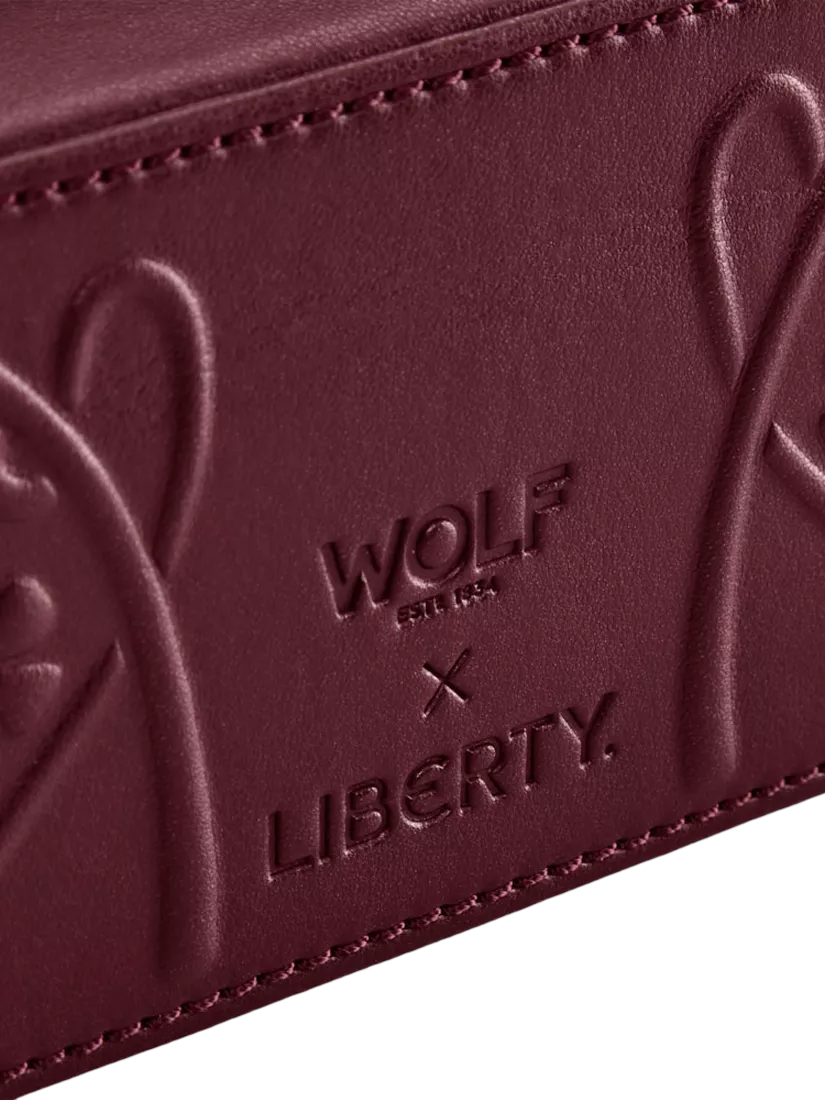WOLF x Liberty burgundy jewellery zip case (British brand)