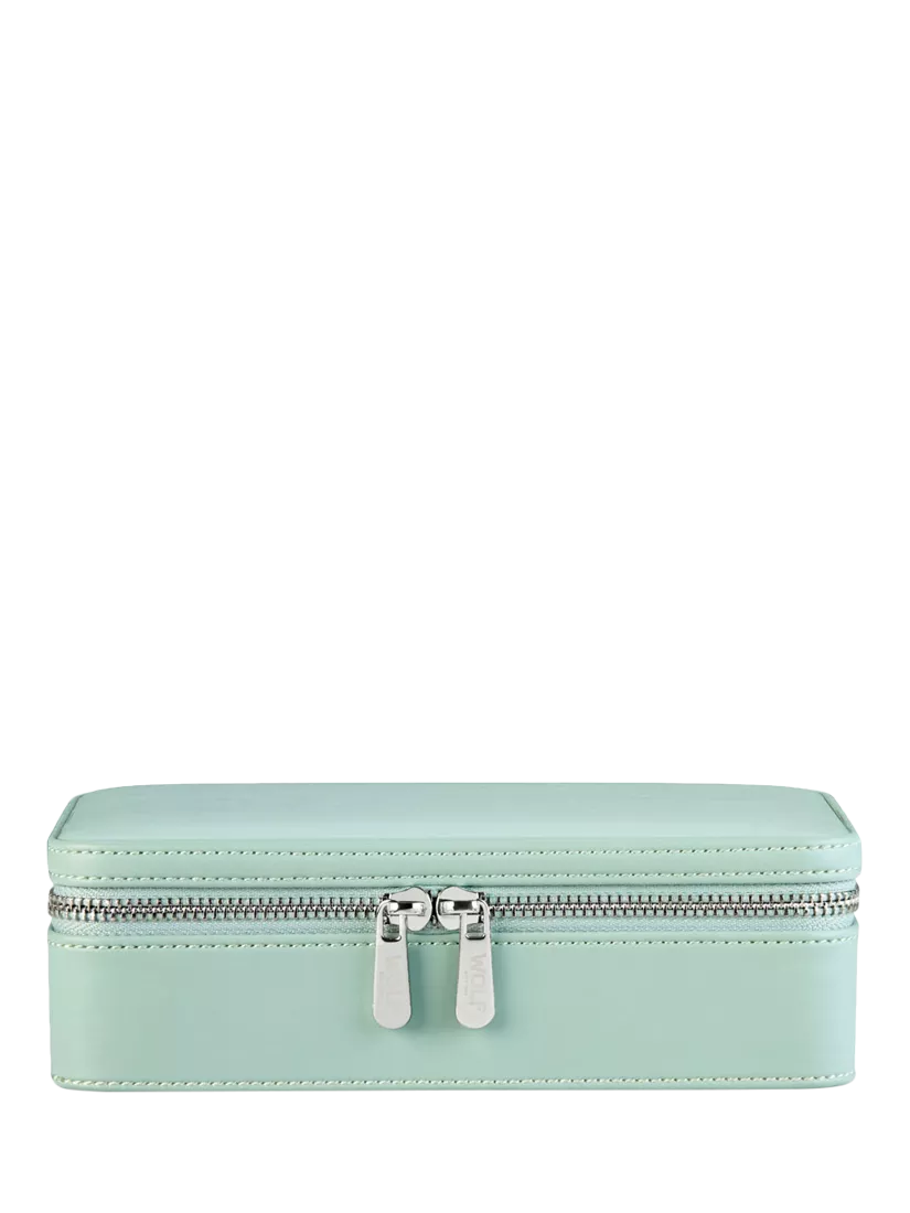 WOLF x Liberty Julia medium jewellery zip case in sage (British brand)