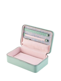 WOLF x Liberty Julia medium jewellery zip case in sage (British brand)