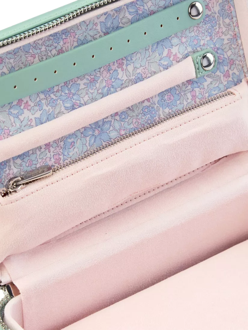 WOLF x Liberty Julia medium jewellery zip case in sage (British brand)